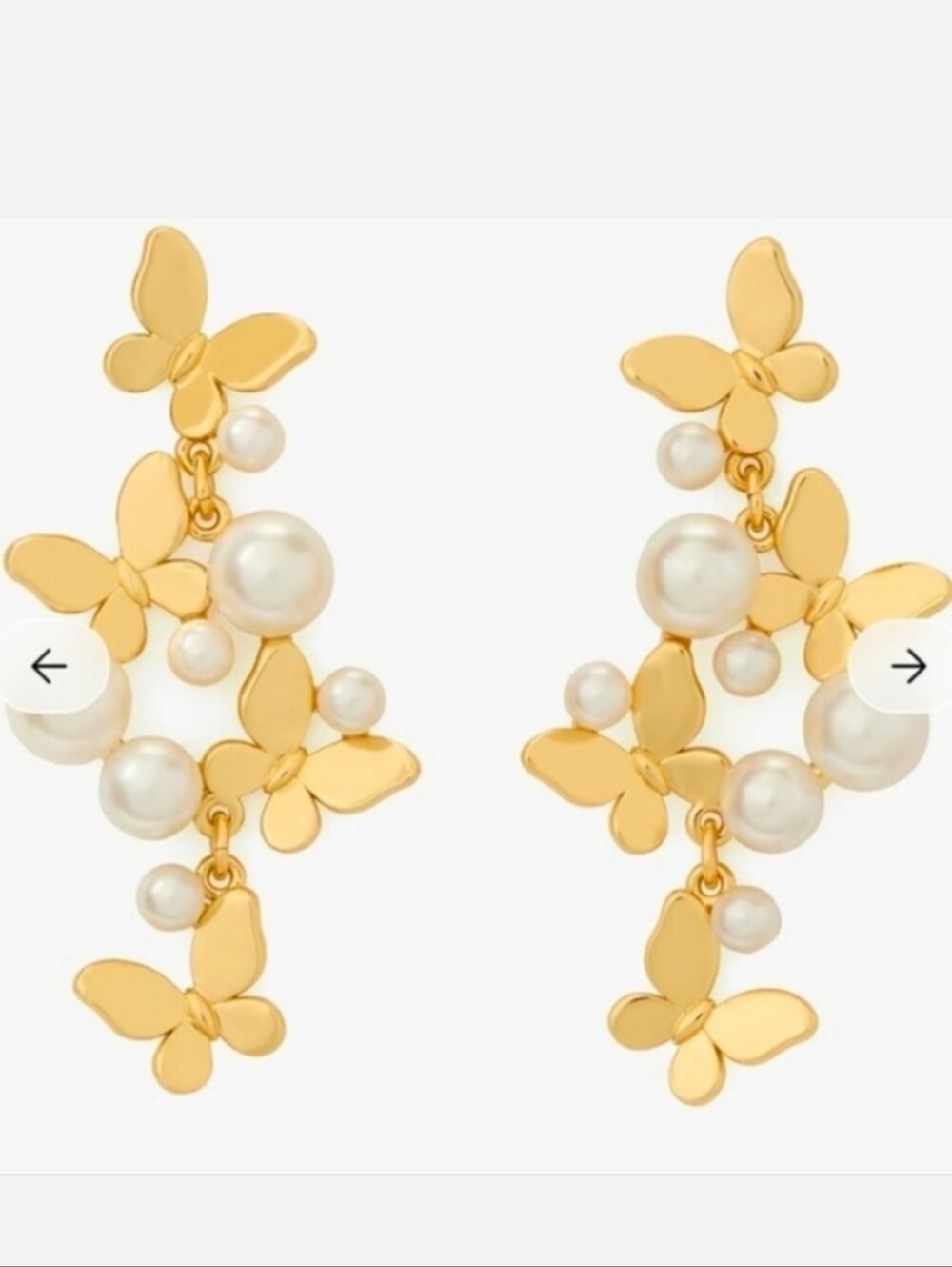 Kate Spade Gold Butterfly Pearl Drop Earrings